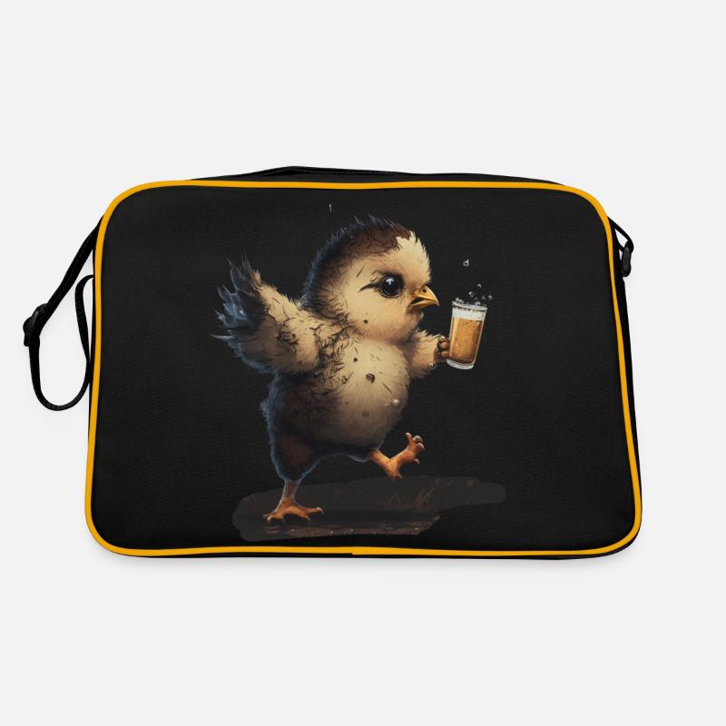 Un oiseau mignon boit une bière Sac Retro
