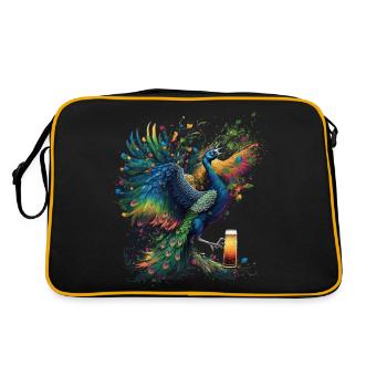 Le paon coloré boit de la bière - Sac Retro - noir/or - Dos