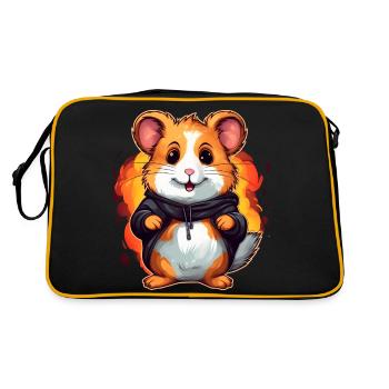 Süßer Hamster - Retro Tasche - Schwarz/Gold - Hinten