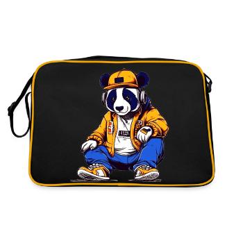 Le panda a des frissons dans le hip-hop et la fièvre du raie - Sac Retro - noir/or - Dos