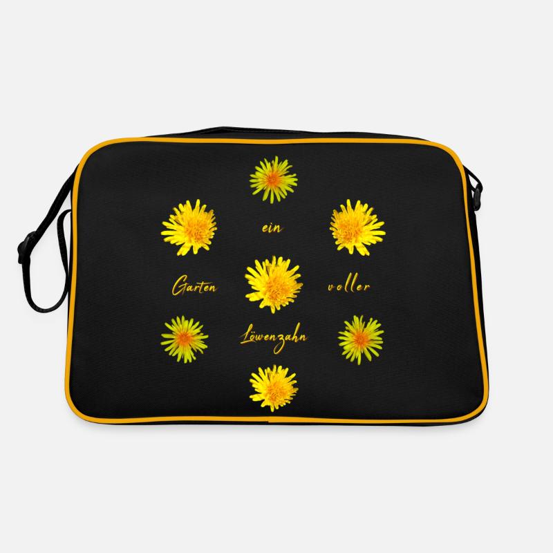 Löwenzahn Garten - Retro Tasche - Schwarz/Gold