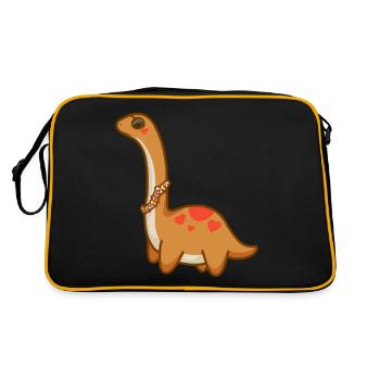 Dino bronzé hugadino, mignon dinosaure - Sac Retro - noir/or - Dos