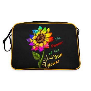 Sonnenblume - Retro Tasche - Schwarz/Gold - Hinten