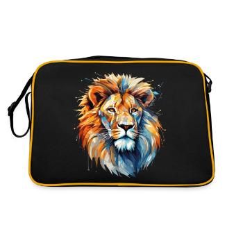 Löwe Löwenkopf Tier Geometrisch Bunt Kunst Motiv - Retro Tasche - Schwarz/Gold - Hinten