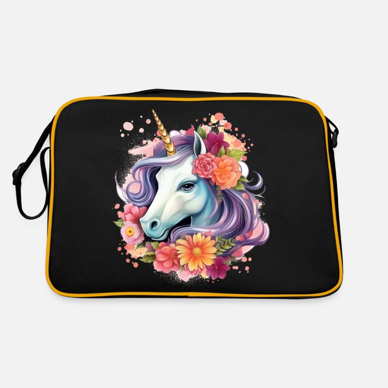 Einhorn Blumen bund Retro Tasche