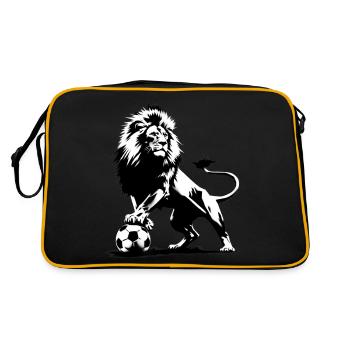 Lion jouant au football - Sac Retro - noir/or - Dos