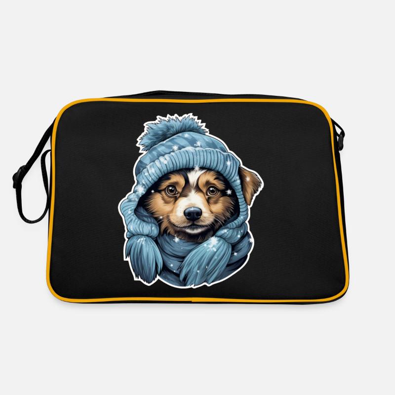 Chien d’hiver avec chapeau et écharpe Sac Retro