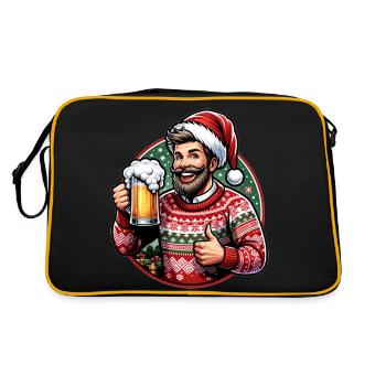Cheers Weihnachtsanstoßen - Retro Tasche - Schwarz/Gold - Hinten