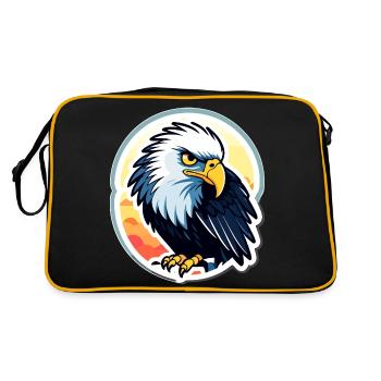 Dessin d’oiseau aigle - Sac Retro - noir/or - Dos