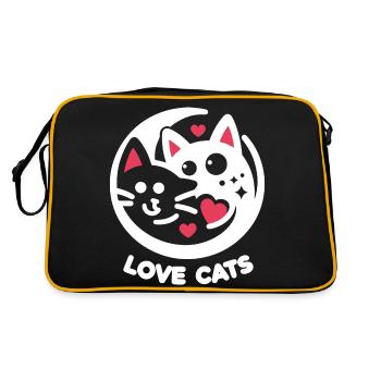 Amour Félin Minimaliste : Deux Chats aimants - Sac Retro - noir/or - Dos