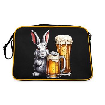 Osterhase / Ostern / Eier / Feiertage / Osterfest - Retro Tasche - Schwarz/Gold - Hinten