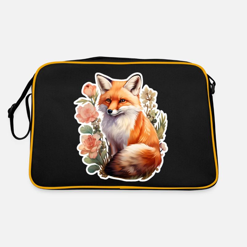 Fuchs zwischen Blumen Retro Tasche