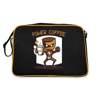 Power Coffee - Retro Tasche - Schwarz/Gold - Hinten