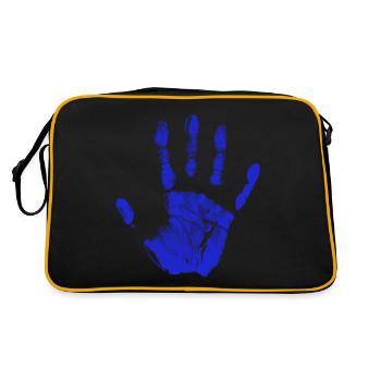 Handprint painted identity fingers and palm blue - Retro Bag - black/gold - Back