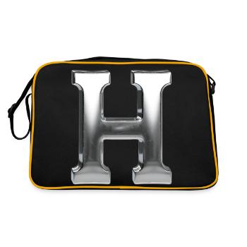 Chrome ,, H " Metallic - Retro Tasche - Schwarz/Gold - Hinten