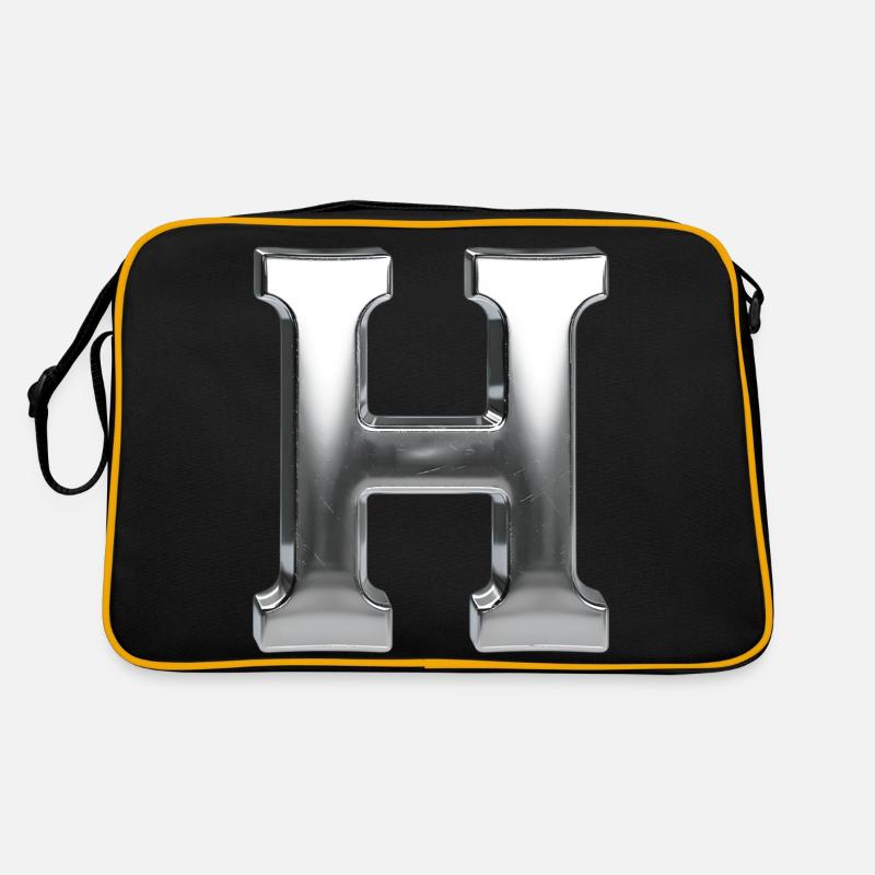 Chrome ,, H " Metallic - Retro Tasche - Schwarz/Gold