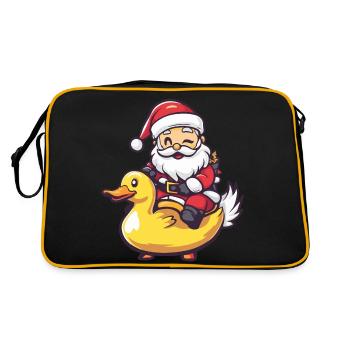Duck Santa Claus Cartoon - Retro Bag - black/gold - Back