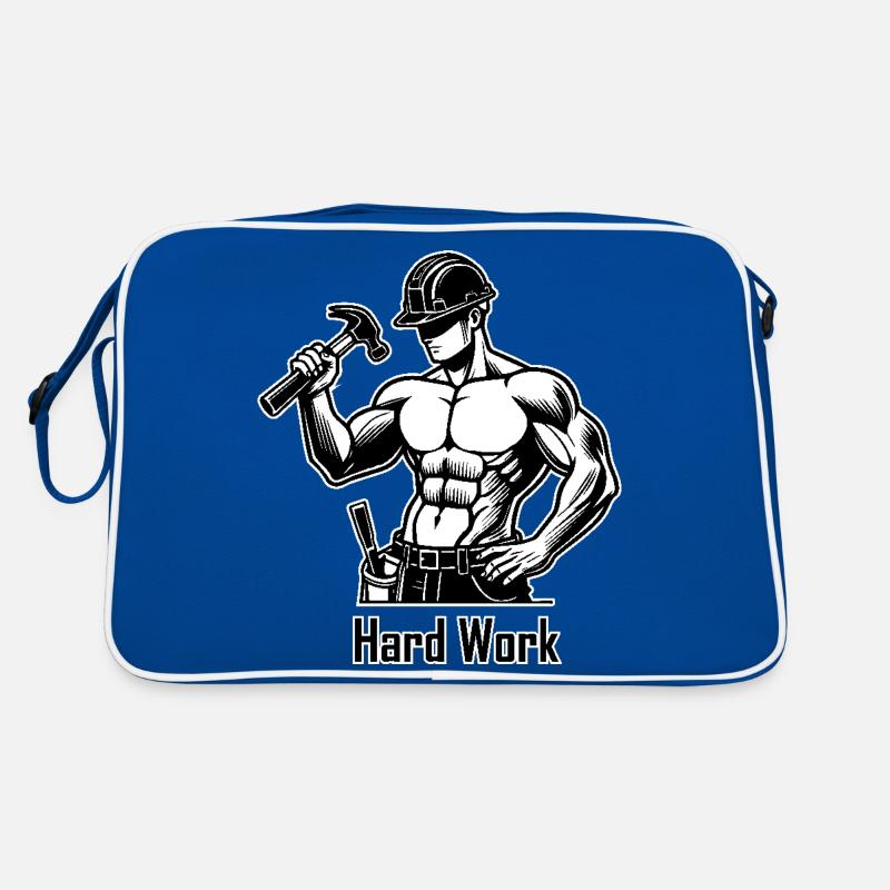 Topless construction worker - Hard Work Design Retro Bag
