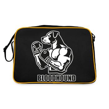 Fighter Dog mit Boxhandschuhen - Bloodhound Design - Retro Tasche - Schwarz/Gold - Hinten