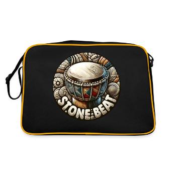 Stone Beat Trommel Ethno Musikdesign - Retro Tasche - Schwarz/Gold - Hinten