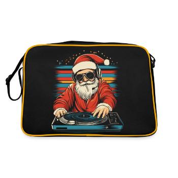 Santa Claus with sunglasses at the turntable - Retro Bag - black/gold - Back