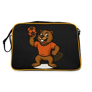 handball biber - Retro Tasche - Schwarz/Gold - Hinten