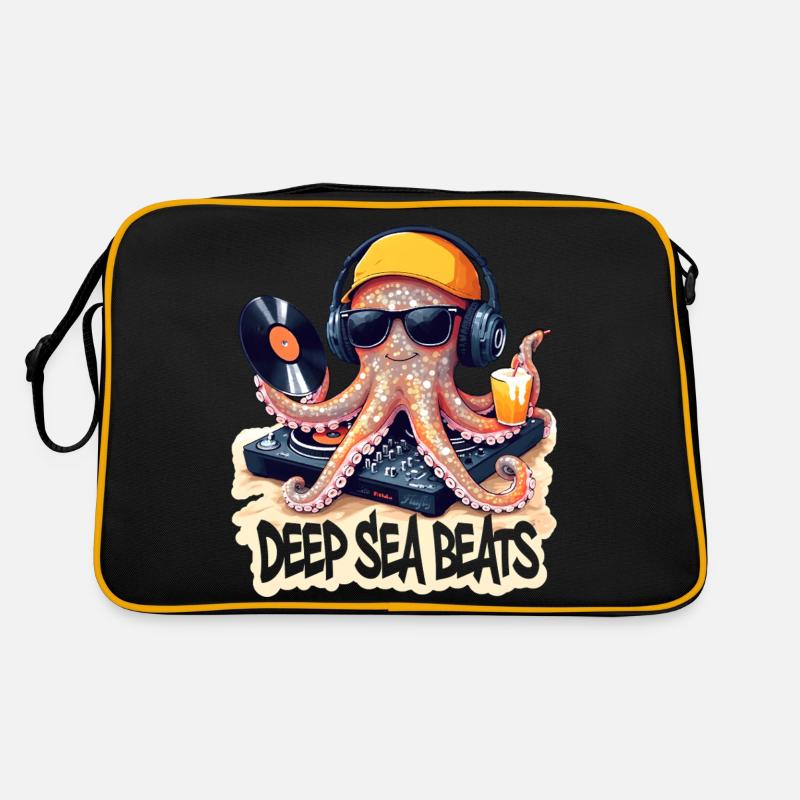 Deep Sea Beats – DJ Octopus 🐙 - Retro Bag - black/gold