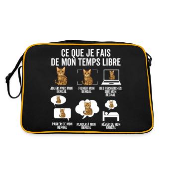 Ce que je fais de mon temps libre – Chat Bengal - Sac Retro - noir/or - Dos