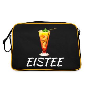 Eistee Pfirsich Liebhaber Getränk - Retro Tasche - Schwarz/Gold - Hinten