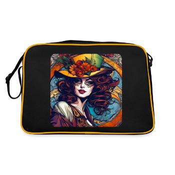 Sorcière de conte de fées aux cheveux roux et chapeau à fleurs - Sac Retro - noir/or - Dos