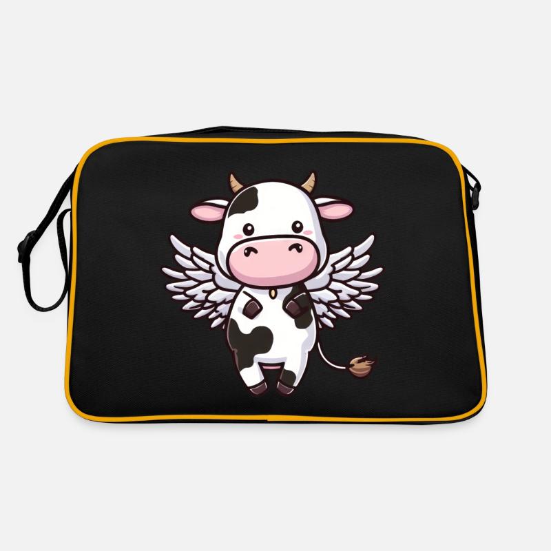 Kuh Engel Flügel - Retro Tasche - Schwarz/Gold