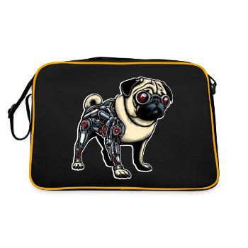 Chien Carlin Robot Cyborg Yeux Rouges - Sac Retro - noir/or - Dos