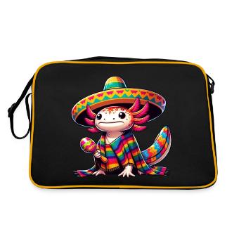 Cinco de Mayo Axolotl: Feierliches Design - Retro Tasche - Schwarz/Gold - Hinten