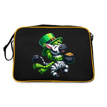Fête de la Saint-Patrick zèbre Cartoon Pot de chemise d’or - Sac Retro - noir/or - Dos