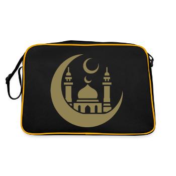 Mosque Silhouette with Crescent Moon: Islamic Art - Retro Bag - black/gold - Back