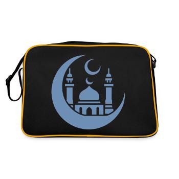 Mosque Silhouette with Crescent Moon: Islamic Art - Retro Bag - black/gold - Back
