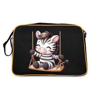 Zèbre mignon sur la balançoire Comic - Sac Retro - noir/or - Dos
