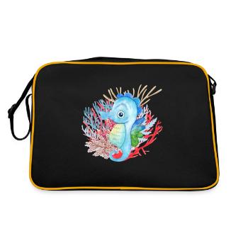 ocean, seahorse - Retro Bag - black/gold - Back