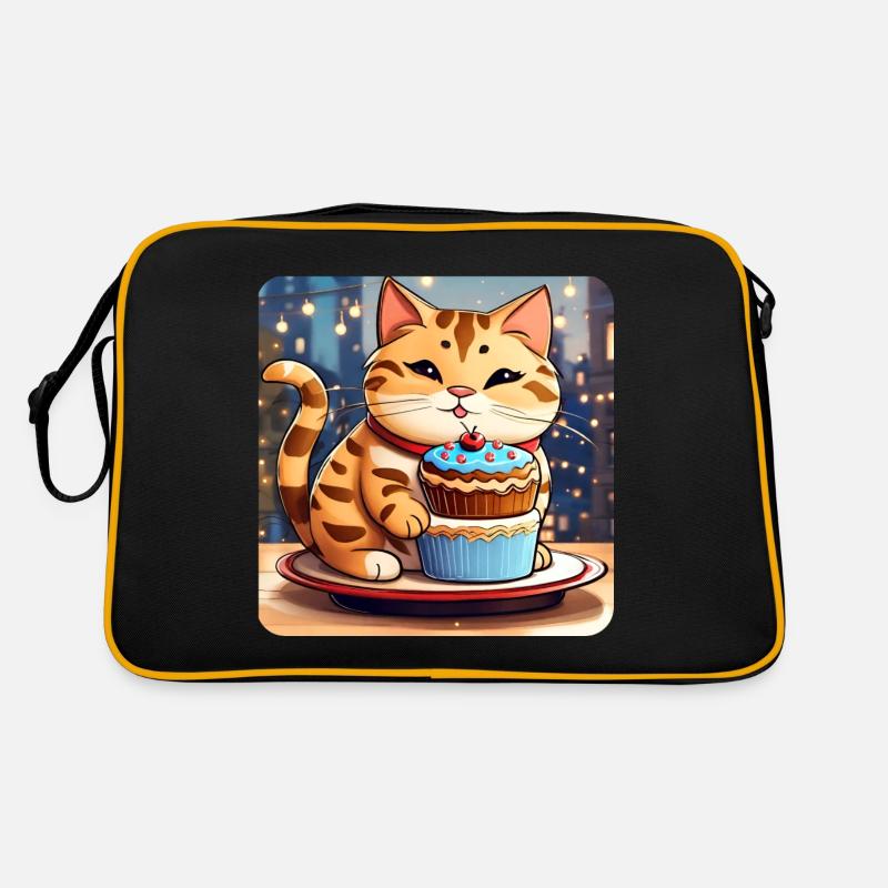 Gros chat mignon avec cupcake Sac Retro