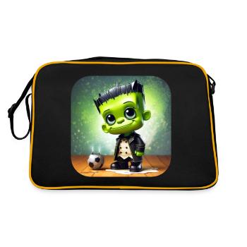 Cute little green monster - Retro Bag - black/gold - Back