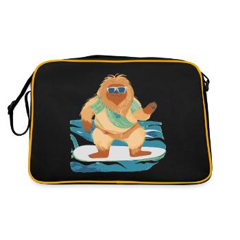 Bigfoot auf Surfbrett - Retro Tasche - Schwarz/Gold - Hinten