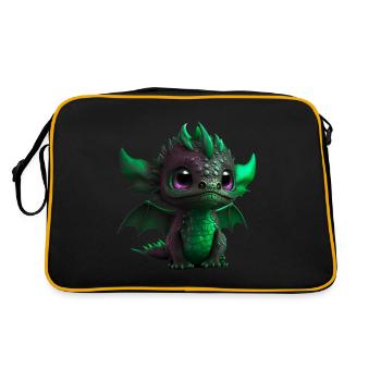 Bébé Dragon Vert| Mignon bébé dragon vert - Sac Retro - noir/or - Dos