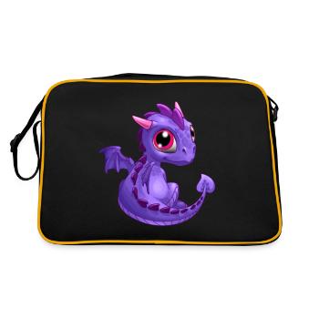 Baby Dragon Purple | Cute Purple Baby Dragon - Retro Bag - black/gold - Back