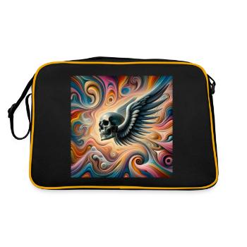 Skull with wings (colorful) - Retro Bag - black/gold - Back