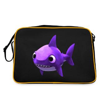 Bébé requin rose - Mignon et élégant - Sac Retro - noir/or - Dos
