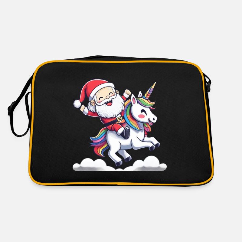 Weihnachtsmann reitet auf Einhorn Retro Tasche