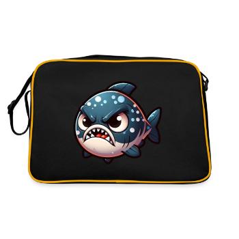 cute angry piranha - Retro Bag - black/gold - Back