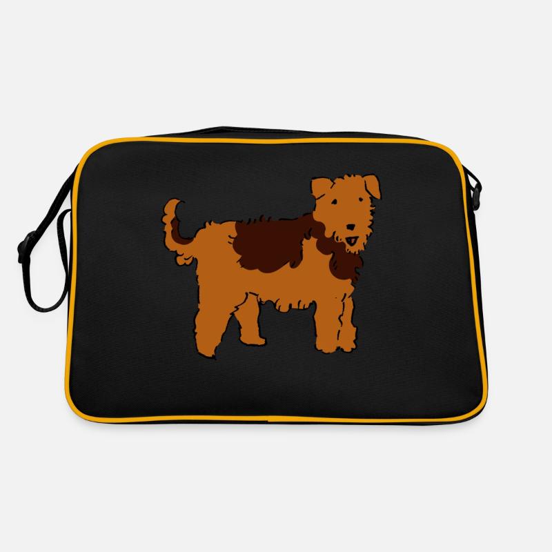 Airedale Terrier - Retro Tasche - Schwarz/Gold