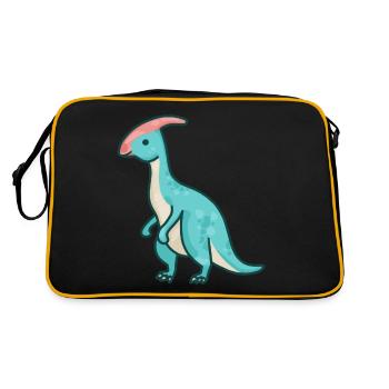hugadino Parasaurolophus dino, cute dinosaur - Retro Bag - black/gold - Back