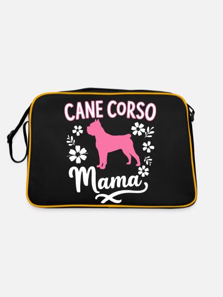 Cane Corso Hund - Retro Tasche - Schwarz/Gold - Hinten
